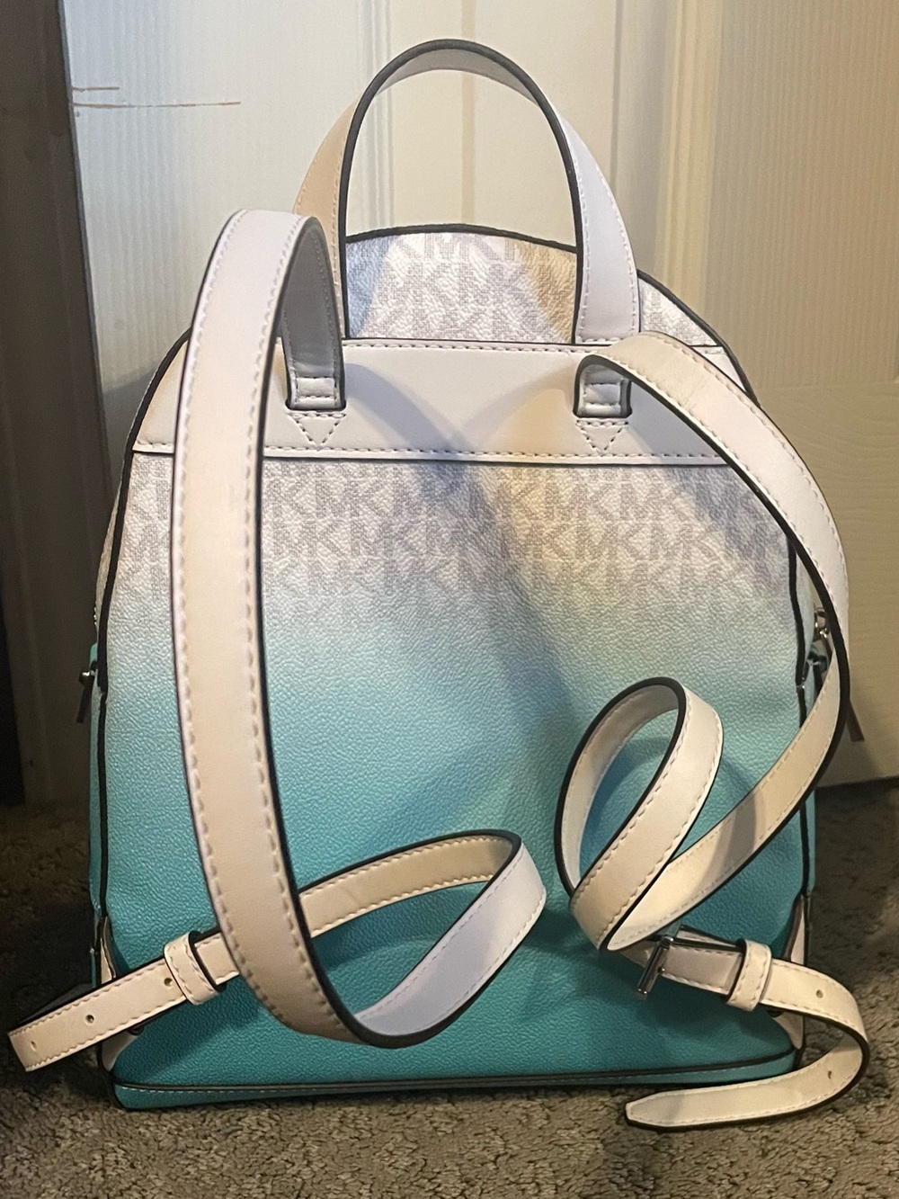 NWT Michael Kors Ocean Blue Ombre Medium Backpack Purse - Picture 5 of 14
